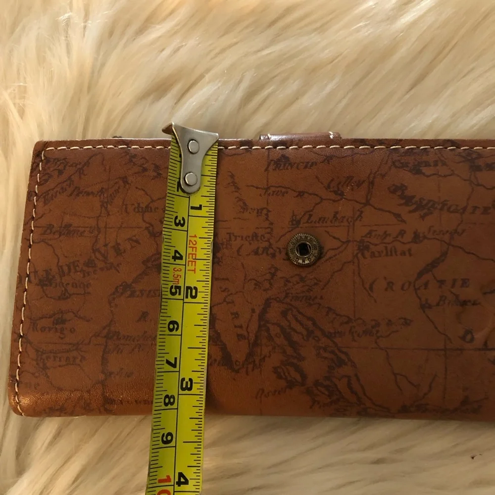 Patricia Nash wallet in tan/brown map leather